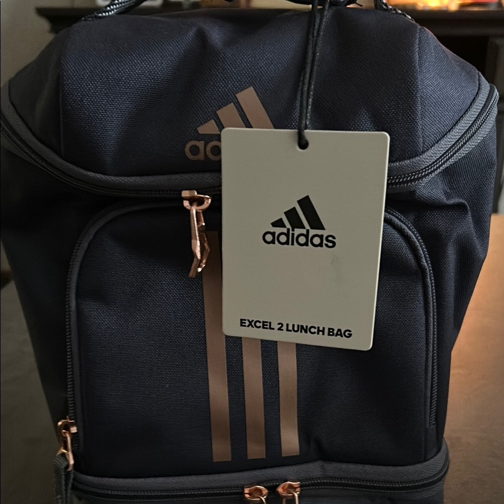 Adidas Black Compact Lunch Bag with Signature Stripes